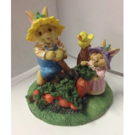 Easter Scene Figurine, Bunnies in the Garden