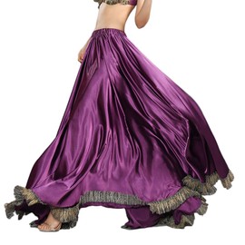 Royal Leela falda de danza del vientre para mujer, faldas de danza del vientre, maxi falda de satén para danza del vientre, Púrpura, Talla única