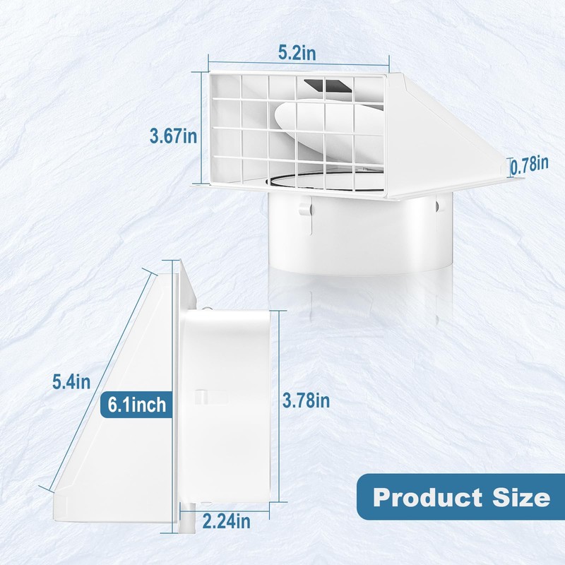 Hon&Guan Dryer Vent Cover Outside with Removable Mesh, Wall Mount