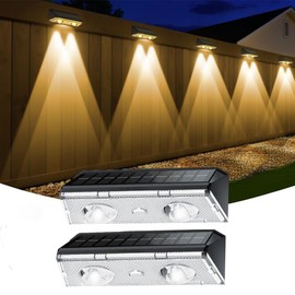 KEILAIMO Solar Fence Lights Outdoor, 6 Pack IP65 Waterproof Fence Lights Solar Powered with Ultra-Bright LED Lens, 9 Color Modes, 12+ Hours Steady Glow for Deck/Backyard/Patio/Pool/Wall - Black