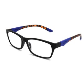 ColorViper Double Injection Lightweight Reading Glasses Free Pouch 53mm-17mm-146mm (A1 Matte Black/Tortoise Blue, 2.75)