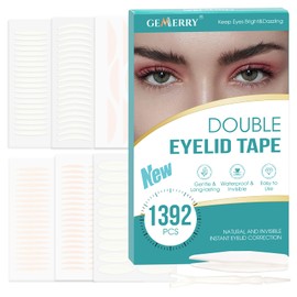 GEMERRY Slip-on Eyelids Stripes Invisible, 1392 Pieces Eyelid Stripes, Invisible Slip-On Eyelid Tapes, Waterproof Lifting without Surgery, Lid Lifting Stripes with Fork Rods, Tweezers (Eyelid Strips,