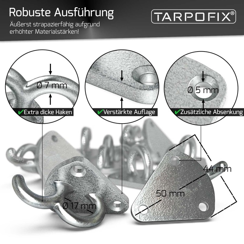 Tarpofix® Three-Hole Tarpaulin Hooks, Net Hooks for Trailer Tarpaulin and