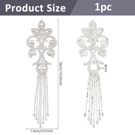DICOSMETIC 1Pc Crystal Rhinestone Applique Bridal Wedding Dress Applique Epaulettes Shoulder Trim Fringe Patches Glitter Glass Flower Appliques for Sewing Clothes Dress Accessories Costume Decor