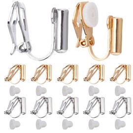 SUNNYCLUE 1 Box 20Pcs Earring Clip Backs Clip on Earrings Findings Earrings Converter Round Flat Tray Earring Clips Non Pierced Earrings Components for jewellery Making Accessories DIY Dangle Earrings