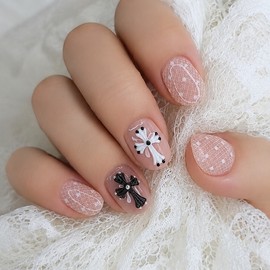 Vintage Cross Handmade Nail Tips - Lipstick / 빈티지 크로스 수제네일팁 - 립스틱