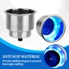 4Pcs Boat Cup Holders, Stainless Steel Blue LED Cup Holder