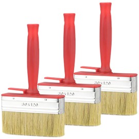 Graplan Surface Brush Pack of 3 Glaze Brushes 30 x 120 mm Wide Brush Bristle Brush with Plastic Handle Flat Brush No Bristle Loss Large Areas Painting Brush for Wall Furniture Fence Wood Painting