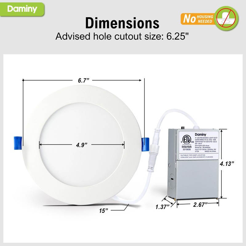 DAMINY 24 Pack 6 Inch LED Recessed Lighting with Junction