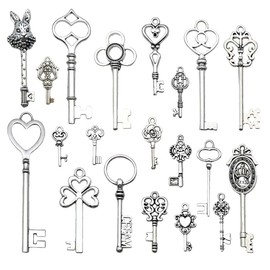 RAMGLYO Pack of 20 Key Decoration Vintage Mixed Old Antique Decorative Necklace Pendant Classic Decoration Key Wedding (Mini)