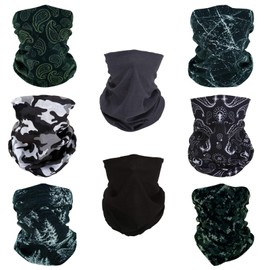 SMEHCF 8 Multifunctional Face Mask Motorcycle Mask Sports Mask Balaclava Mask Neck Cuff Scarf Bandana for Women Men Black White Grey Snow Pine Camo Camouflage Konjac Flower