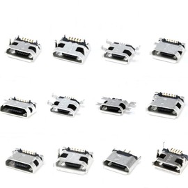 KSOPUERT - Juego de 60 piezas de 12 tipos de enchufes micro USB, conector hembra, USB-B, juego de piezas de repuesto para reparación de bricolaje, SPA00008