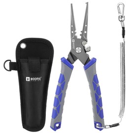 Booms Fishing XW15 Fishing Pliers High Carbon Steel Fishing Pliers Split Ring Remover Line Cutter Rust Proof Butt Rope Pliers with Case