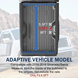 JDMSPEED 6.5FT Bed Soft Roll-up Tonneau Cover For 2014-2025 Chevy Silverado GMC Sierra