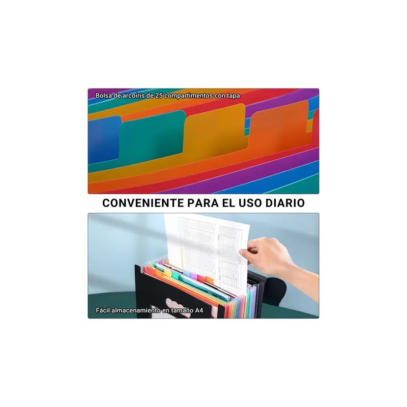 Carpeta Archivadora Acordeón Portátil Con 24 Bolsillos