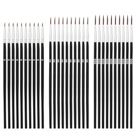 30pcs Detail Paint Brushes, Fine Tip Paint Brush with 3 Sizes #0#00#000 Mini Tiny Miniature Fine Paint Liner Brush for Miniature Painting Classroom Watercolor Acrylic Art Face Painting