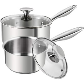 MICHELANGELO 2 Piece Stainless Steel Saucepan Set - 1Qt & 2Qt, Premium German Technology Sauce Pans, Induction Compatible 18/10 Stainless Steel