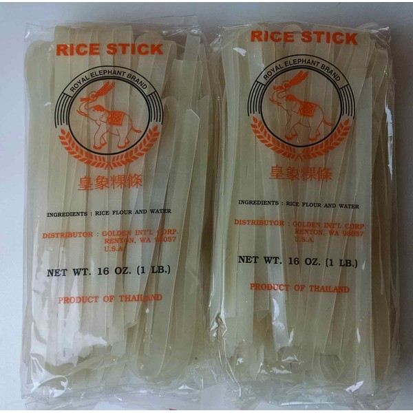 Wide Thai Rice Stick Noodles Xl (1cm) Pack of 2 (14 Ounce each)