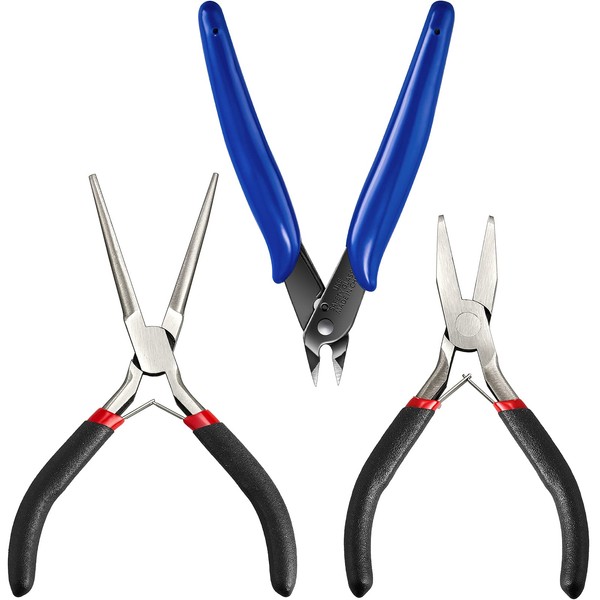 3 Pieces Metal DIY Model Tool Sets Include 1 Pieces Nozzle Pliers 1 Pieces Flat Nose Pliers 1 Pieces Needle Nose Pliers for 3D Metal Jigsaw Puzzles Assembly