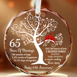 Bozspacer Blue Sapphire Anniversary Couple Glass Ornament - 65th Wedding Gifts for Parents Couple Wife Husband- Unique Gift Ideas - Glass 65th Wedding Anniversary Ornament (65th Wedding Anniversary)