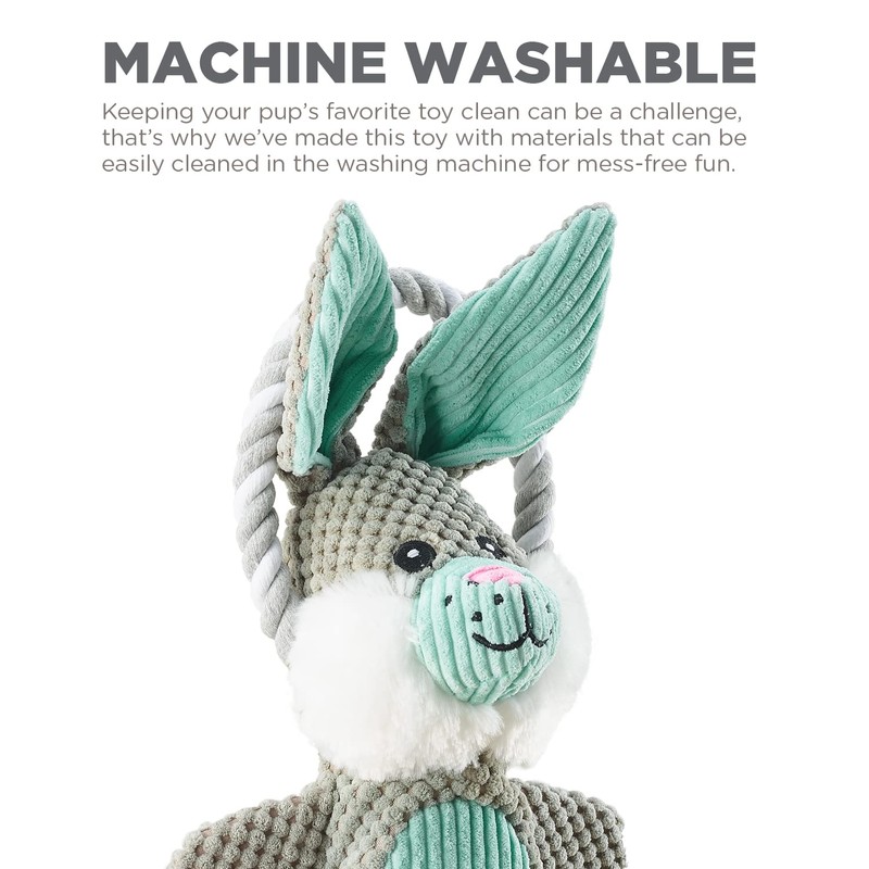 Outward Hound Scrunch Bunch Bunny Interactive Plush Squeaky Dog Tug