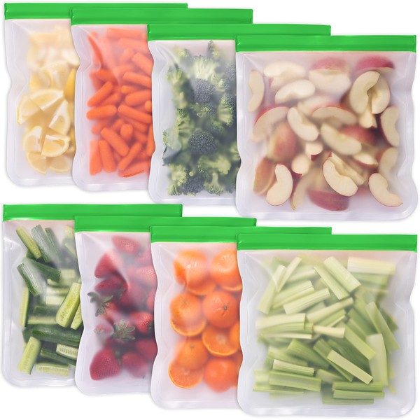 Greenzla Reusable Storage Bags – 12 Pack BPA Free Freezer Bags (4 Reusable Gallon Bags & 4 Reusable Sandwich Bags & 4 Reusable Snack Bags), Extra Thick & Leakproof Reusable Lunch Bags for Food