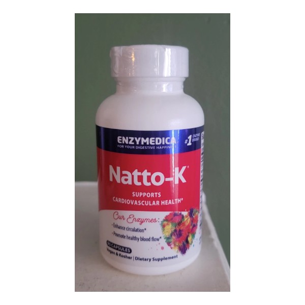 Enzymedica NATTO-K, Dietary Supplement Enhances Circulation 90 Caps Exp 03/2026