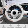 ZATOOTO Fuzzy Steering Wheel Cover Embroidery Floral Soft White Car