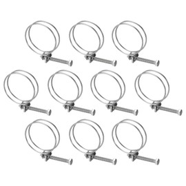 sourcing map 10Pcs Double Wire Hose Clamp, 45-50mm Adjustable Stainless Steel Wire Hose Clips with M6 Bolt for Dust Collection Hose, Pump Hose Pipe