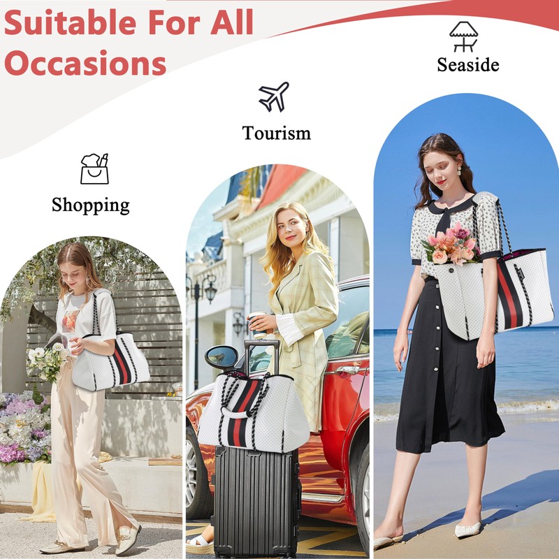 QOGiR Neoprene Multipurpose Beach Bag Tote with Inner Zipper Pocket