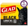 Glad Black Garbage Bags - Large 90 Litres- 30 Trash