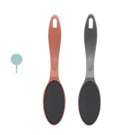 VOSSOT Pack of 2 Nano Glass Callus Remover, Effective Gentle Callus File, Foot File with Long Handle, Pedicure, Foot Care, Callus Rasp, Foot Care, Callus Removal, Foot with Hook (Grey and Rose Gold)