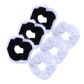 Velvet & Fur Hair Scrunchies for Women and Girls Set of 6 White and Black