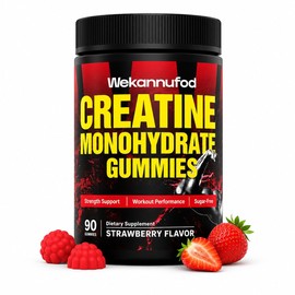 Wekannufod NSF/ANSI 173 Certified Creatine Monohydrate Gummies, 5000mg Creatine per Serving, Sugar-Free Creatine Gummies for Men & Women, Vegan, Gluten-Free, Non-GMO, Strawberry Flavor, 90 Count