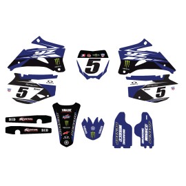 YAMAHA FACTORY TEAM GRAPHICS FULL KIT YZ250F YZ450F Laminated 2006 -2009 - 2006-2007, Black with White Numbers