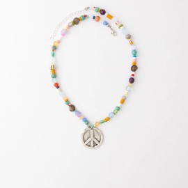 Plunder Design Fashion Trendy Jewelry Simone Multi Colored Beads Silver Necklace