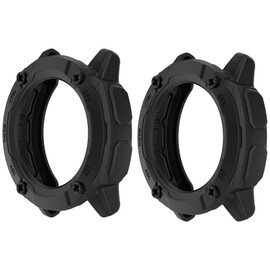 HUAYUWA 2Pack Soft TPU Case Cover (Black+Black) Compatible with Garmin Instinct 2X Solar Smartwatch Protective Case 50mm Intended for Instinct 2X Solar Watch Shell Accessories