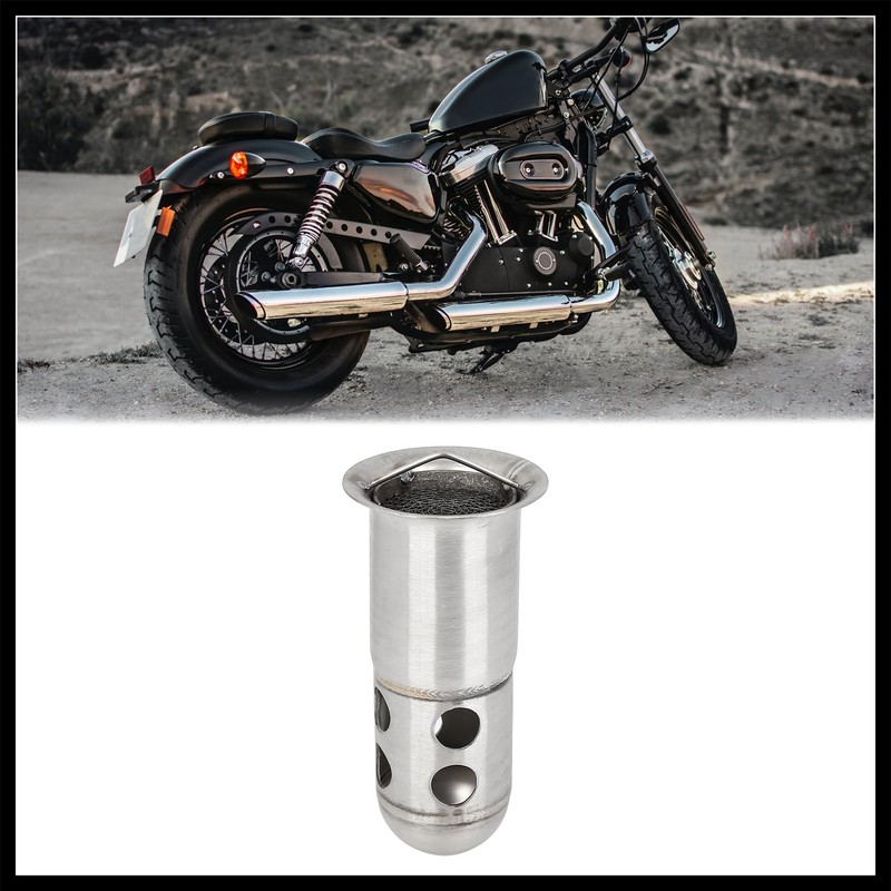 Hihaha 60mm Universal Motorcycle Exhaust Pipe Baffle Can Silver Tone