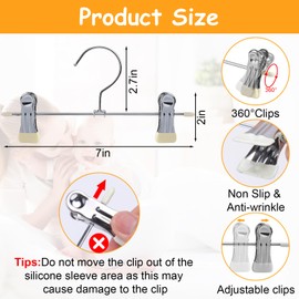 BUSOHA Baby Pants Hangers with Clips - 20 Pack 7” Stainless Steel Kids Toddler Hangers Closet Organizer Skirt Clothes Space Saving for Home Baby Essentials