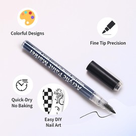 Effortless Black Nail Art Pen – Fine Tip Acrylic Paint Marker for Precise Nail Designs, Quick Dry, Smudge Proof, High Pigment Formula, Long Lasting, DIY Manicure Pen