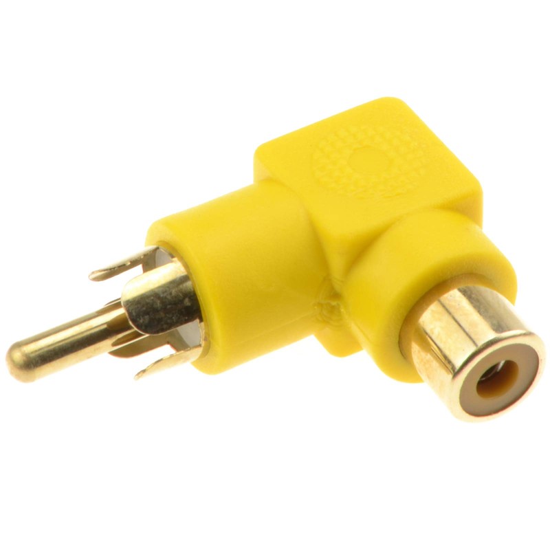 kenable Right Angled RCA Phono Adapter Yellow Video Plug to