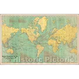 Historic Map - Rand McNally Chart of The World Prepared for Socony-Vacuum Oil Co. Inc. Marine Transportation Department, 1945, Rand McNally & Company - Vintage Wall Art 44in x 28in