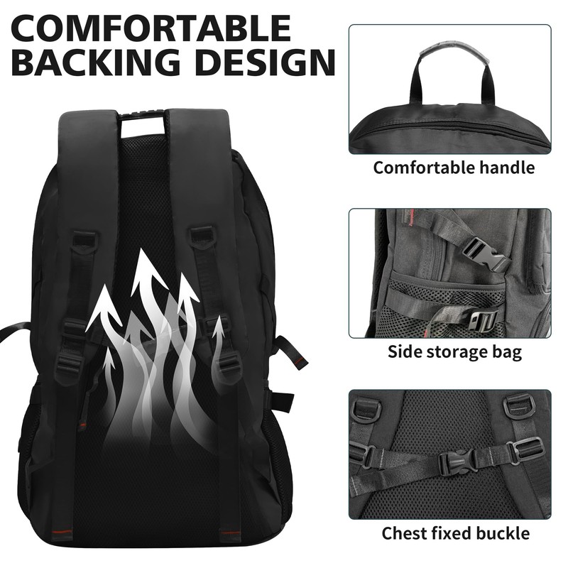 CATCHLUCK Lightweight Foldable Backpack Walking Rucksack, Light Grey (Black)