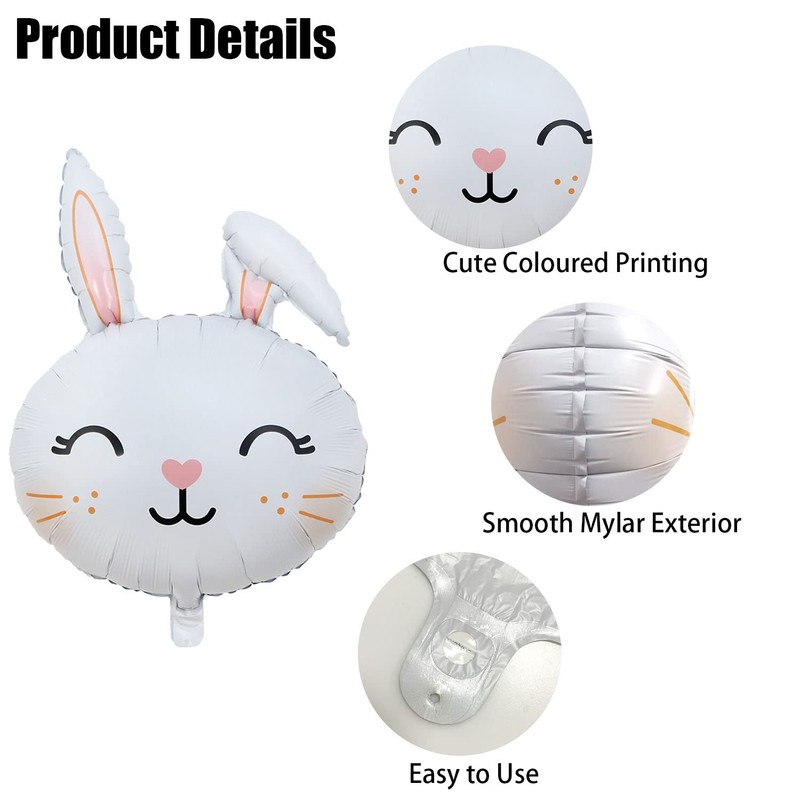 HADCKJA Bunny Balloons Easter Balloons Rabbit Head Foil Balloon for