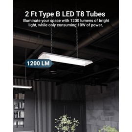 Sunco 2ft LED T8 Frosted Glass Tube for Replacement Fluorescent Commercial Work Office Hallway Warehouse, Type B, 10W 1200 Lumens, 5000K Daylight, Non-Dimmable, 100-277V, 50,000 Hour Lifetime 6 Pack.