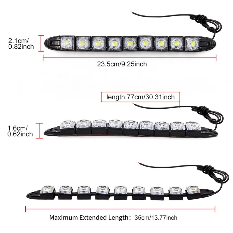 X-STYLE 9-LED Daylight, White, 12V Car LED Tape, Daytime Running