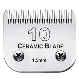 10 Blade Dog Grooming Clipper Replacement Blades Compatible with Andis/Wahl / Oster Dog Clippers,Detachable Ceramic Blade & Stainless Steel Blade,Size-10, 1/16-Inch Cut Length (64315)