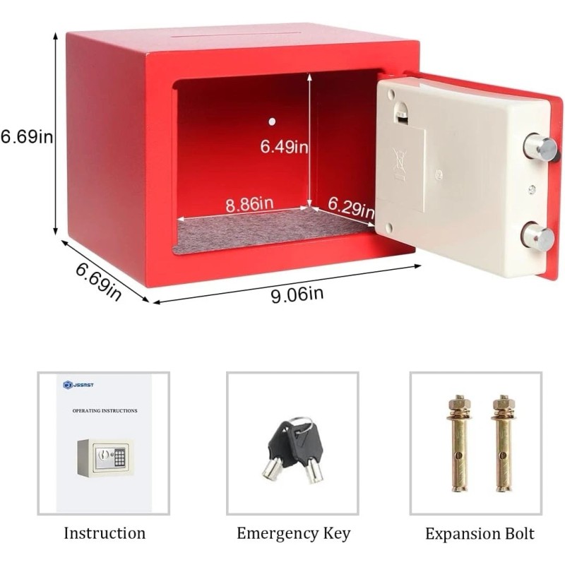 HF Red Small Safe Box for Money - 0.23CF Mini