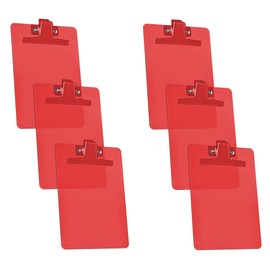 Acrimet Clipboard Memo Size A5 (23,5 cm x 16 cm) Premium Metal Clip (Plastic) (Red Color) (6 Pack)
