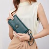 RFID Blocking Leather Wallet Large Capacity Double Snap Button Women